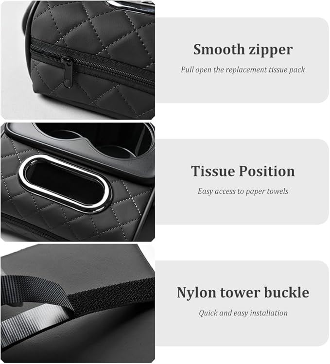 5-in-1 Car Center Console Cover,Multifunctional Arm Rest Cover for Car with Cup Holder,Phone Holder,Pocket,Car Tissue Holder,Leather Height Enhancement Car Armrest Cushion for Most Cars (Black)
