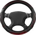 Car Steering Wheel Cover, 15 Inches 3D Honeycomb Design Car Steering Wheel Protector with Comfy Grip, Breathable Anti-Slip D-Shaped Steering Wheel Sleeve for Most Vehicles (Red, Round)
