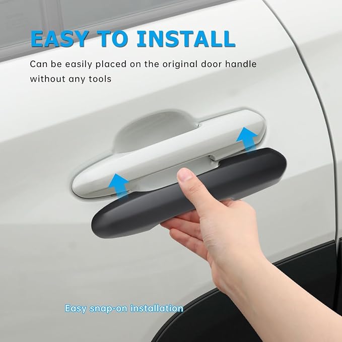 DLOVEG Upgraded Snap-on Door Handle Cover Compatible for 2019-2024 2025 Toyota Rav4 Accessories for Highlander 2020-2024 2025 No Adhesive Black Handle Protectors Matte Black