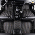 Custom Luxury Leather Car Floor Mats Upgrade Your Car's Interior All-Weather Protection for Cars, SUVs, Trucks Compatible with Automotive Floor Mats (Black Gold)