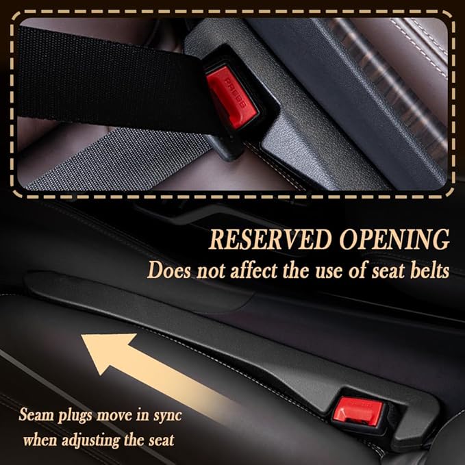 2PCS Car Seat Gap Filler - Elastic Car Seat Gap Filler Organizer Universal for Car Truck Suv Between Seat and Console - Prevent Items from Droping - Add Style to Your Car Accessories (Black/2pcs)