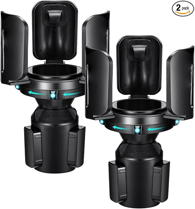 Car Cup Holder Expander, All Purpose Cup Holder Adapter with Adjustable Base, Auto Cup Organizer Expander Holder Compatible with 3.04" to 5.25" Bottles, Mugs, Drinks, Foods (2 PCS)