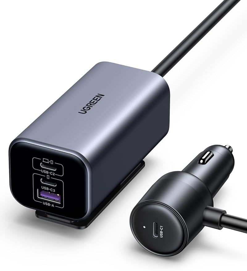 UGREEN 150W USB C Car Charger, PD 3.1 140W Car Charger Adapter Fast Charging 4-Port Cigarette Lighter USB Multi Port Charger Compatible with iPhone 17/16/15, Galaxy S24/S23, iPad, Tablet, Laptop