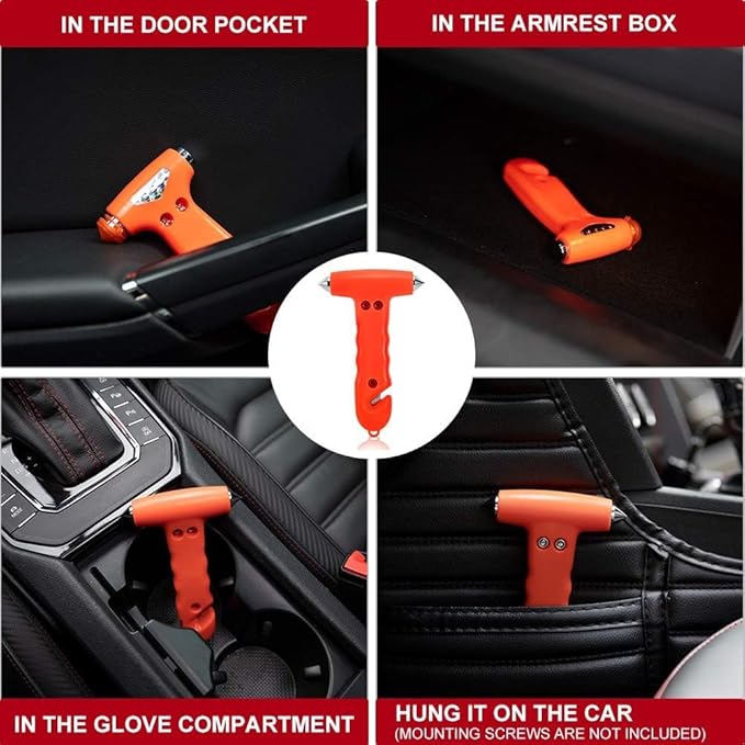MOTORBUDDY Seatbelt Cutter and Window Breaker for Cars,Glass Breaker,Auto Escape Safety Hammer Tool Under Water,Emergency Car Safety Accessories,Truck，Vehicle