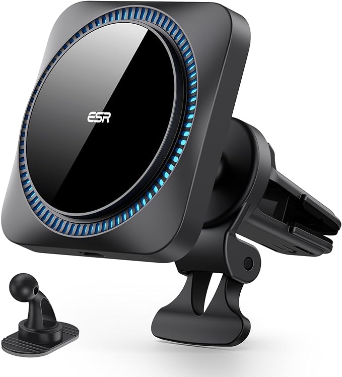 ESR for MagSafe Car Mount Charger with CryoBoost, Phone Cooling MagSafe Car Charger, Magnetic Wireless Car Charging, Air Vent/Dashboard Car Phone Holder for iPhone 17e/17-12, S26/S25, Fast Charging