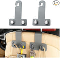 2PCS Car Headrest Hook, Dual Hook Leather Vehicle Back Seat Storage Organizer for Handbag Purse Hat, Multifunction Automotive Seat Back Hanger Holder, Universal for Most Vehicles (Dark Gray)