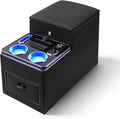 Center Console Between Seat with a Lock, Upgraded Center Console Organizer for Minivans, Truck & Motorhome, with Fast Phone Charging, 7-Color Adjustable LED Lighting and Cup & Phone Holder