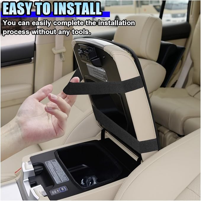 Car Center Console Armrest Pad, Linen Fabric Auto Armrest Box Protector Cover, 11.6 × 7.7 Inch Vehicle Middle Console Mat, Universal Interior Decoration Accessory for Car, SUV, Truck (Blue)