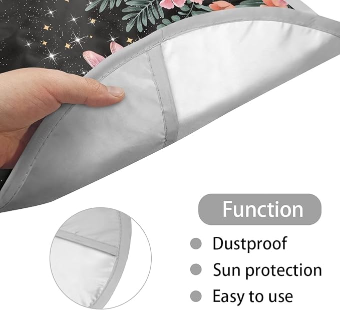 Steering Wheel Sunshade Cover Steering Wheel UV Reflector Shade Cover Car Interior Accessories Sun Protection for Car SUV Truck Van, Vintage Floral Dragonfly Moon Star Pattern