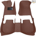 KaiLaiCarCustom Automotive Car Floor Mats for 99.99% Sedan SUV Sports Car Men Women Protection Full Coverage Pads Anti-Slip Leather Floor Lining (Brown Mat Beige Line, A - Diamond)