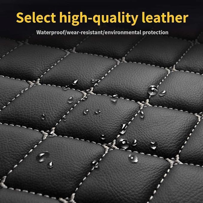 Custom Car Floor Mat Compatible with 97% Car Models Luxury Leather All Weather Waterproof Anti-Skid Full Coverage Car Mats (White with Black)