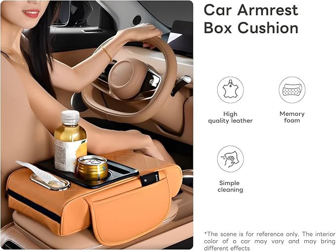 Civenhhd Car Armrest Pad, Universal Armrest Cushion Pad, Leather Armrest Box Pad