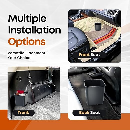 HAUSSIMPLE Car Trash Can Waterproof Vehicle Garbage Bin, Leakproof Anti Slip Floor Mat Clip Trash Bag Holder for Car, Truck, SUV, Van Portable Auto Trash Container with Stability Clips (Gray, Small)