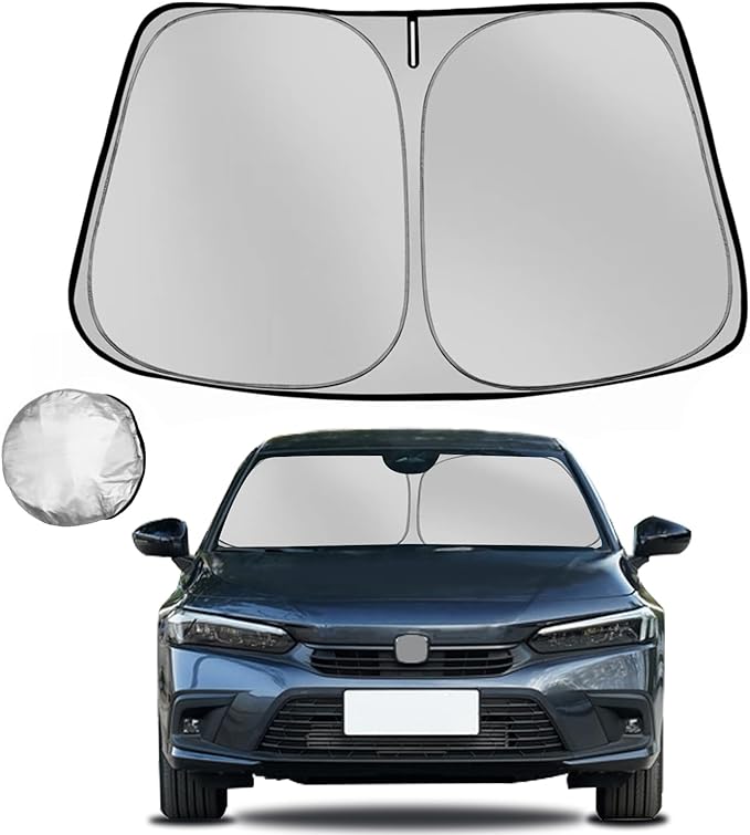 Fonowka Windshield Sun Shade for Honda Civic 2022 2023 2024 2025 Foldable Sun Sunshade for Car Front Window Blocks UV Rays and Heat Automotive Interior Protector Custom Fit Accessories