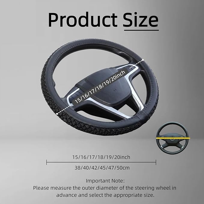 Size 16-20 Inch Ice Silk Ventilation Multi-Style Comfy Grip Steering Wheel Cover for Truck, Bus, Big Rig Trucker,SUV， Anti-Slip Design 16-20 Inch (White, 19)