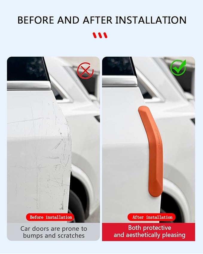 muekzu Silicone Car Door Edge Guard Trim Molding Crash Scratch Protector Scratch Guard for Car,Sedans,Truck,SUV 4PCS (Orange)