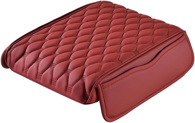 Car Center Console Pad for Nissan Armada (Y62) 2016-2021 2022 2023 2024 2025, Leather Center Console Armrest Protector Cover with 2 Storage Bags, Car Accessories,Red
