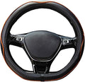 Mayco Bell Flat Bottom Steering Wheel Cover Anti-Slip,Safety,Soft,Breathable,Durable,Full Surround,Comfortable Grip Microfiber Leather (D Shape, Black Orange)