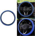 Stretch Elastic Steering Wheel Cover, All-Season Comfort, Warm in Winter & Cool in Summer, Universal 15 Inch Microfiber Breathable Ice Silk, Anti-Slip, Odorless, Easy Carry, Fit Car, SUV (Blue)