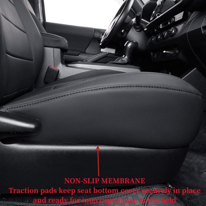 coverdream Tacoma Seat Covers Custom Fit for 2016-2023 Toyota Tacoma Access Cab/Xtra Cab SR SR5,Fully Covered Waterproof Faux Leather Truck Seat Protector-Full Set (Black)