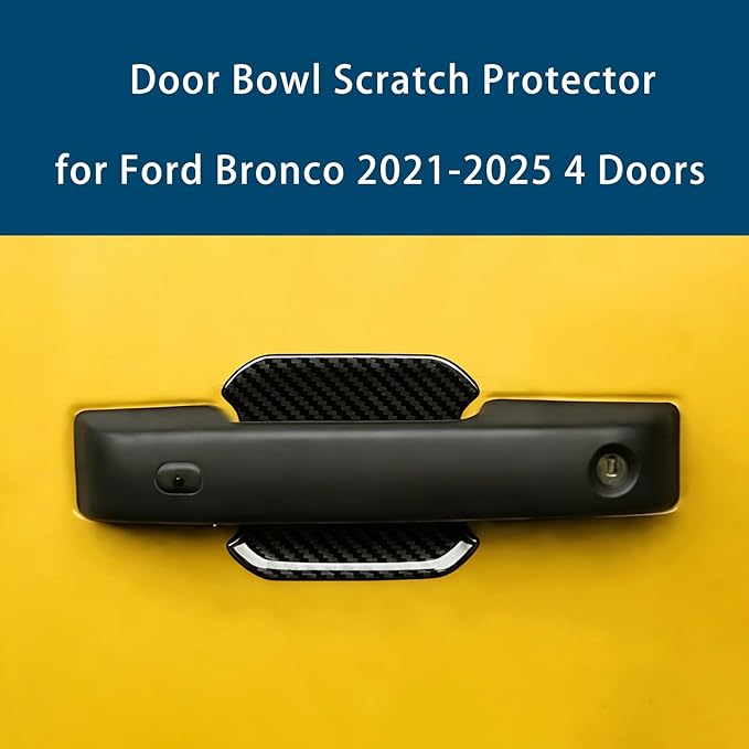 LIUQING Car Door Bowl Scratch Protector for Ford Bronco 2021-2025 4 Doors, Exterior Door Handle Bowl Cover Trim for Ford Bronco Accessories (Carbon Fiber)