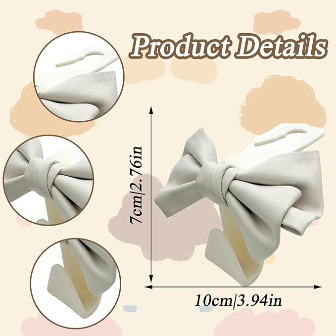 Car Purse Hook for Car 2 Pcs White Cute Bow Car Seat Headrest Hook ,Cute Bow Shaped Vehicle Backseat Storage Hooks, Car Seat Storage Organizer Bag Hooks for Wallets,Coats,Umbrellas,Car Accessories