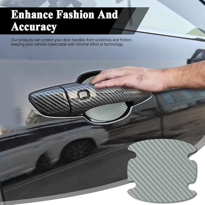 4PCS Car Door Handle Cup Scratch Protector, Car Door Handle Sticker, Scratch Auto Door Protective Film, Car Accessories Car Door Handle Protective Films Universal for Cars (Silver, 4PCS)