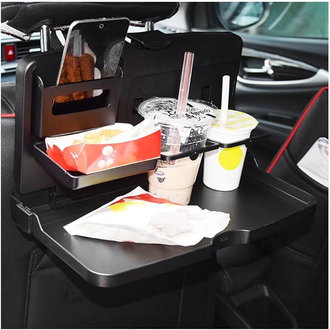 Foldable Car Food Tray Holder, Multi Functional Portable Backseat Tray Desk for Eating, Drinking and Writing, Laptop Work