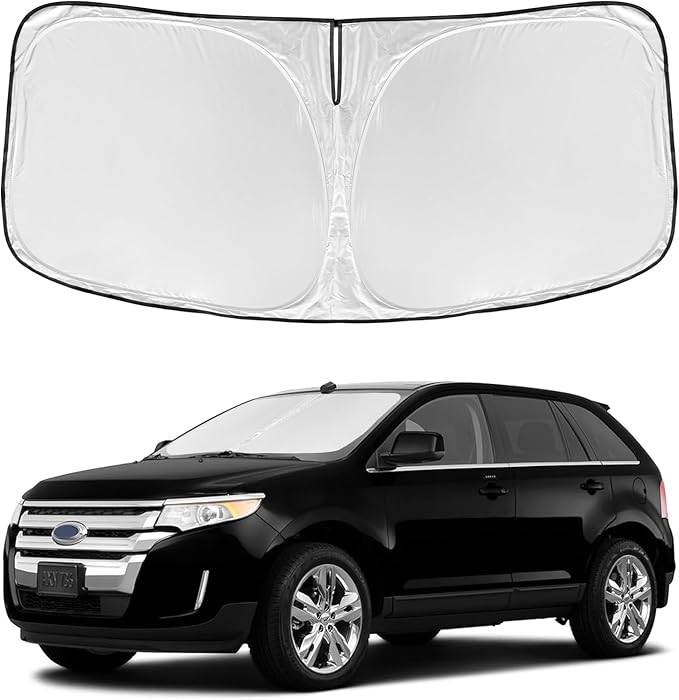 for Ford Edge 2007-2014 Windshield Sun Shade - 4 Layers Car Sunshades for Front Windows Shade Cover Custom Fit Edge Sun Visor 240T Retractable Shade Blocks UV Rays Car Accessories