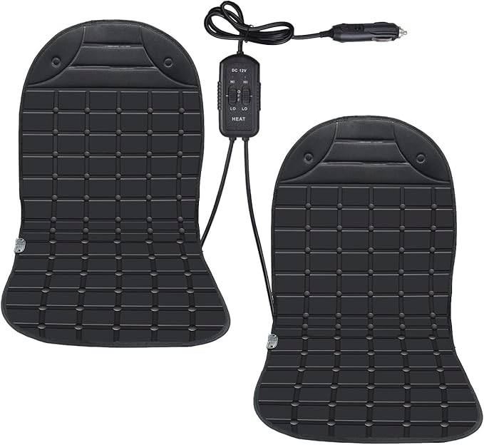 2-Pack Seat Cushion - Comfortable Winter Seat Cushion with Adjustable Buckle for Full Back and Seat (Black)