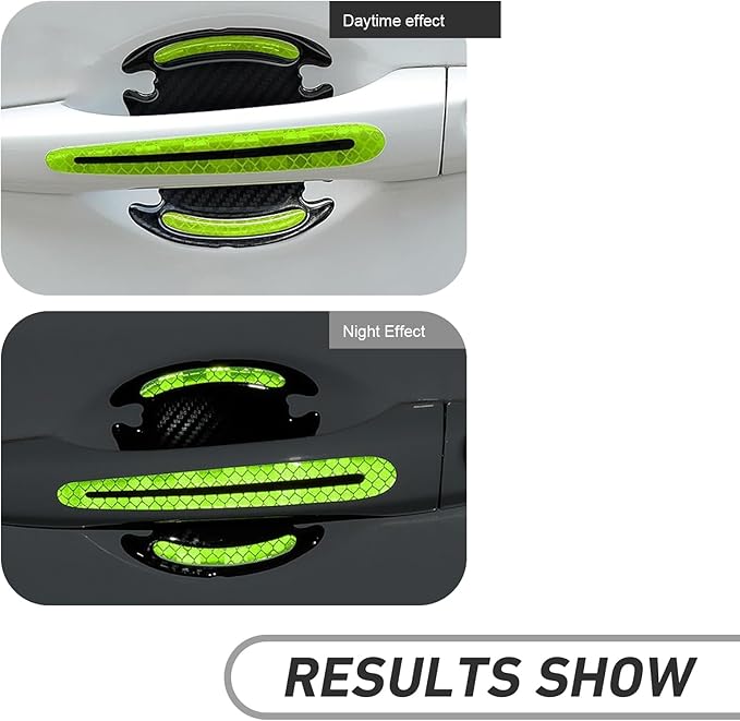 WZP 8PCS Car Door Handle Scratch Protectors, 3D Carbon Fiber Door Handle Scratch Protector Cover, Anti-Scratches Safety Reflective Strips, Universal Car Exterior Accessories for Most Vehicles (Blue)