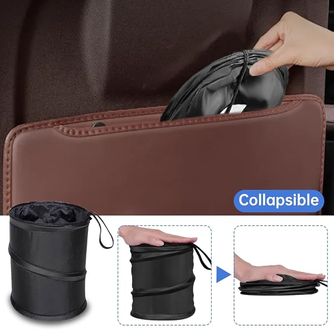 EMVANV 2 Pcs Car Trash Can,Mini Collapsible Pop-up Car Garbage Can Hanging Car Trash Bag Multipurpose Trash Bin for Car Truck and Minivan(Size:Black)
