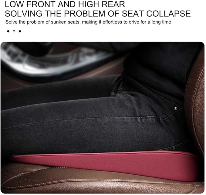 Memory Foam Car Seat Cushion for BMW X5 G05 2018-2023, Wedge Booster Lumbar Support Pad for Drivers Office with Non-Slip Base,Red-8cm