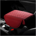 Car Armrest Cushion, 12.6"×8.7" Waterproof Leather Center Console Cover with Pocket, Auto Comfortable Memory Foam Middle Console Elbow Pillow Cushion Pad, Car Accessories (Red)