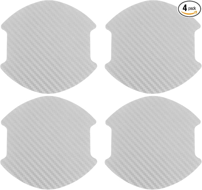 Motoforti Car Door Handle Cup Protector Door Handle Scratches Protective Films 3.89"x3.93" Fiber Silver Tone Magnetic Rubber, PVC 4 Pcs