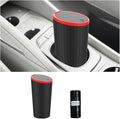 Car Trash Can with Lid, Mini Leakproof Cup Holder Vehicle Garbage Bin with 15PCS Rubbish Bags, Automotive Front Back Seat Dustbin Organizer, Universal for SUV Sedan Truck (Red)