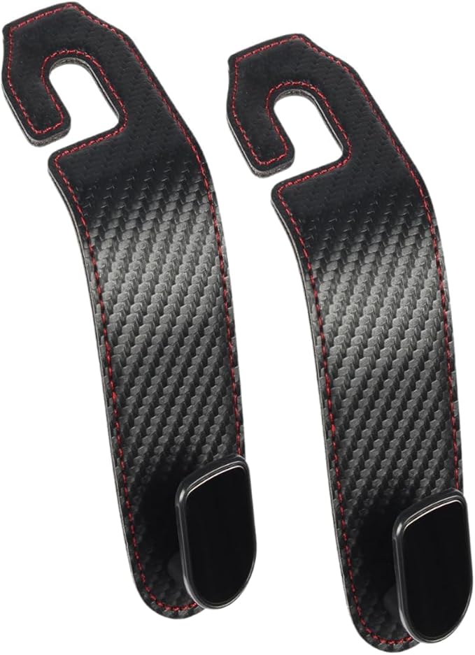 Gluebar Car Purse Hook, Car Seat Leather Hooks for Headrest, Hanger Storage Organizer for Purse and Bags,Multifunctional Car Seat Backrest Storage Accessories(Carbon Fiber-2 Pack