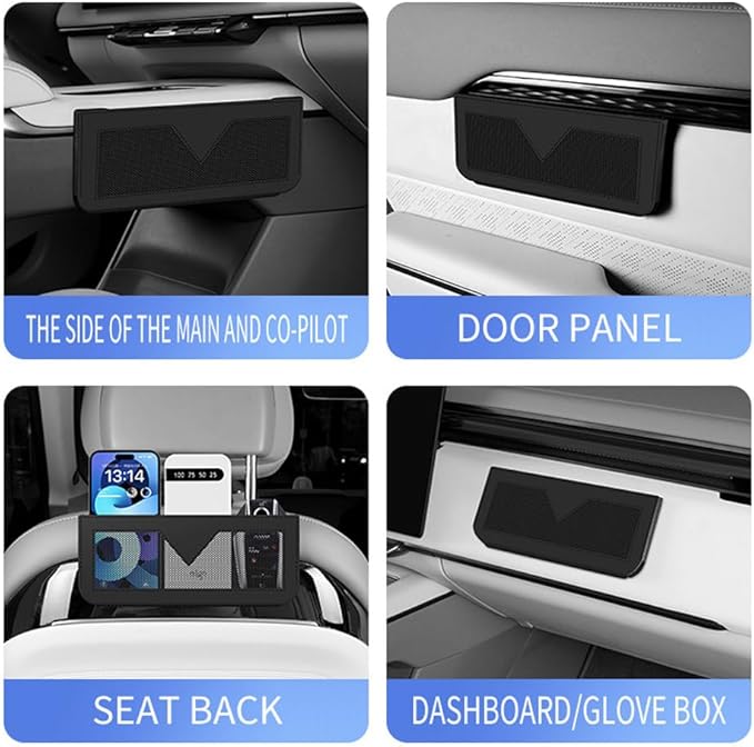 Berfi Life Car Seat Side Pocket Organizer, Car PU Leather Mesh Storage Bag Pouch, Vehicle Seat Gap Filler for Keys, Phone, Sunglasses, Registration, and Documents