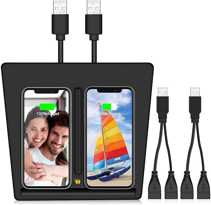 VXDAS Wireless Charger, Dual 10W QI Wireless Phone Charging Pad M3 Car Center Console for Tesla Model 3 Accessories Panel with 7pcs Custom Cup Mat Center Console Liner mat-Upgrade