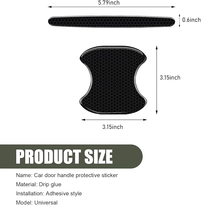 8 PCS Car Door Handle Protector, Reflective Door Handle Bowl Stickers, Anti-Bumping & Anti-Scratch Doors Handles Paint Protective Film, Universal for Most Cars SUVs Trucks (Black)