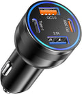 Car Charger USB C Fast Charging, 65W 4-Port Fast Car Phone Charger Accessories Dual USB-C & USB-A Cargador Carro Cigarette Lighter Adapter for iPhone 17 16 15 14 13 Pro Max,iPad,Samsung,Tablet,Android