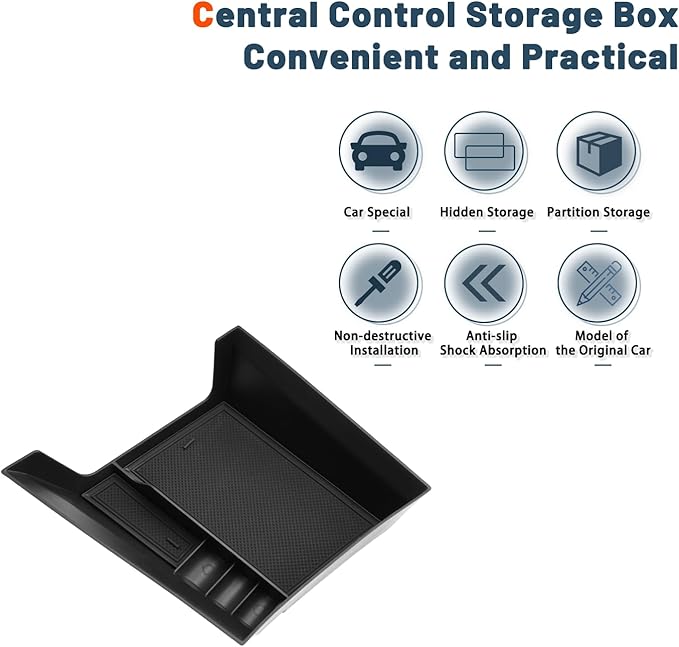 Ruiya 2026 Equinox Console Organizer for Chevy Equinox 2026 Accessories ABS Material Front Gear Storage Box Compatible with 2025 2026 Chevy Equinox LT/RS/ACTIV(Not for Equinox EV)