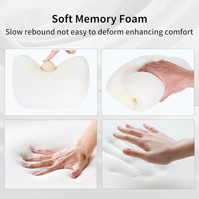 Memory Foam Car Headrest Neck Pillow Lumbar Support Cushion for Tesla Model Y/3/X/S BMW X3 X5 Lexus TX350 NX350 350h RX350 Volvo XC60 XC90 for Long Trips Driving Home Office(Black)