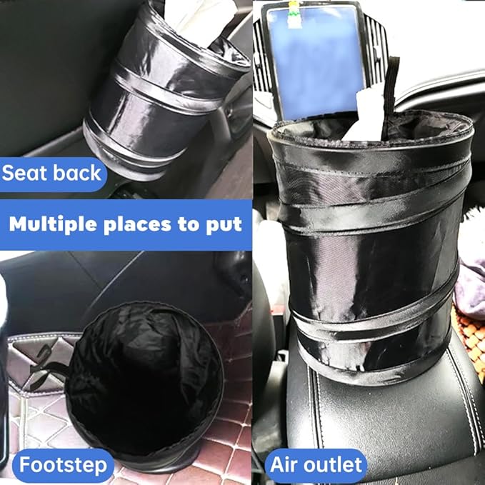 EMVANV 2 Pcs Car Trash Can,Mini Collapsible Pop-up Car Garbage Can Hanging Car Trash Bag Multipurpose Trash Bin for Car Truck and Minivan(Size:Black)