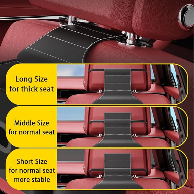 Seat Back Organizer, Full Leather Cover Tissue Case Headrest Storage Box with 2 Cup Holders and Hook Multi-functional Durable Back Seat Storage Tool for Family Travel and Kids Care Orange
