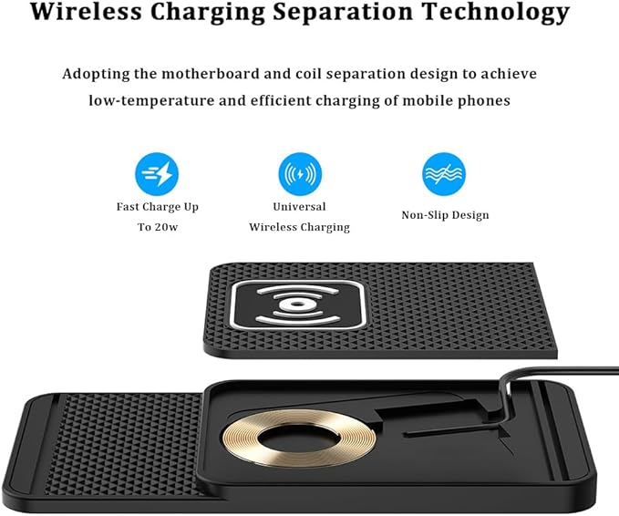 Wireless Charging Pad for Car for Toyota RAV4 2000-2025, 20W Fast Wireless Car Charger Pad Type-C/USB Non-Slip Phone Charging Mat,B 30cm Cable USB Plug