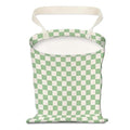 Car Trash Can, Hanging Garbage Bin for Men and Women, Cute Car Organizer and Storage Bag, Canvas Vehicle Trash Can Bag Easy-to-Install Cute Green Checkboard