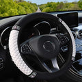WLERIR Microfiber Leather Steering Wheel Cover with Anti-Slip Lining Universal Car Accessory for Steering Wheel with a Diameter of 14.5-15 inch (White)