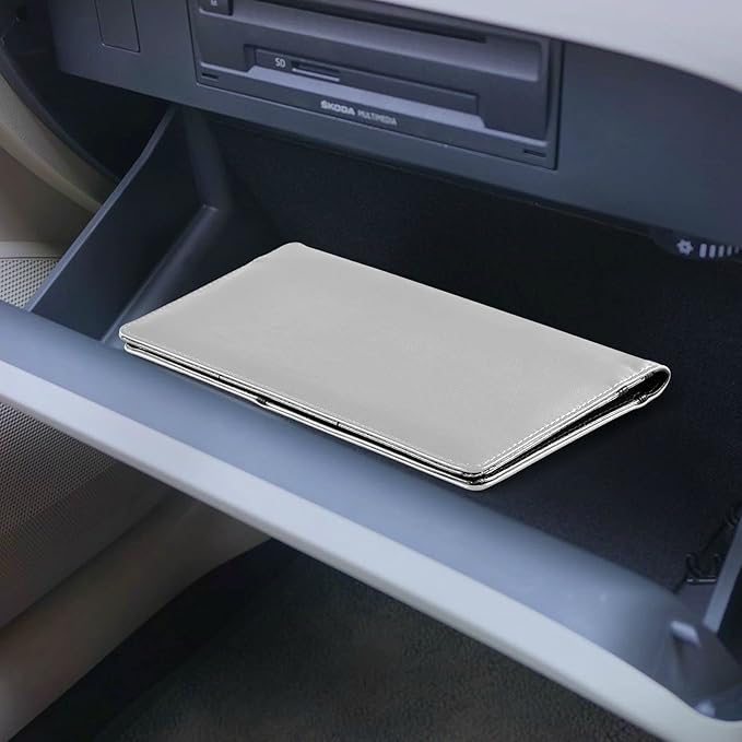 Caihoyu Custom Car Registration and Insurance Card Holder Personalized Leather Glove Box Organize Men Women Wallet Accessories Case for Cards, Essential Document Driver License Light Grey