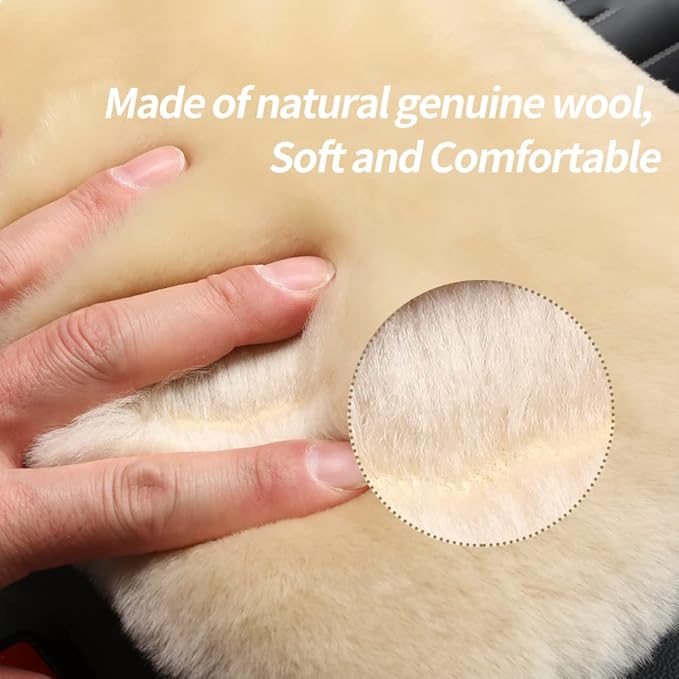 IRIWOOL Sheepskin Armrest Cover Auto Center Armrest Cover Car Soft Console Pad, Fluffy Wool Auto Center Console Cover for Most Car Arm Rest Decoration Protector 7 x 13 Inch (Shearling, Khaki)